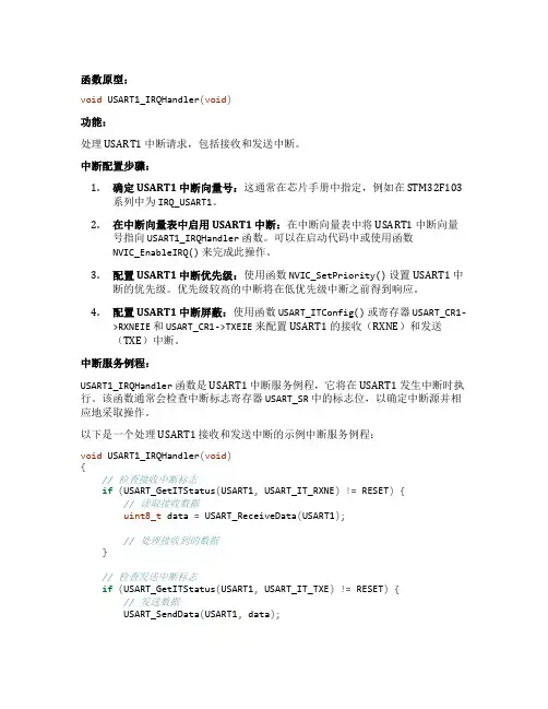 串口收发 中断配置函数 usart1_irqhandler
