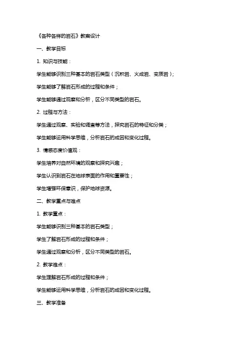 《各种各样的岩石》教案设计