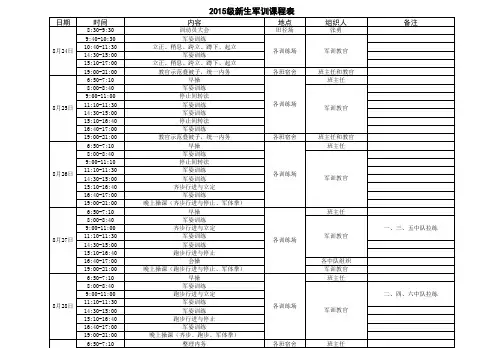 级新生军训课程表