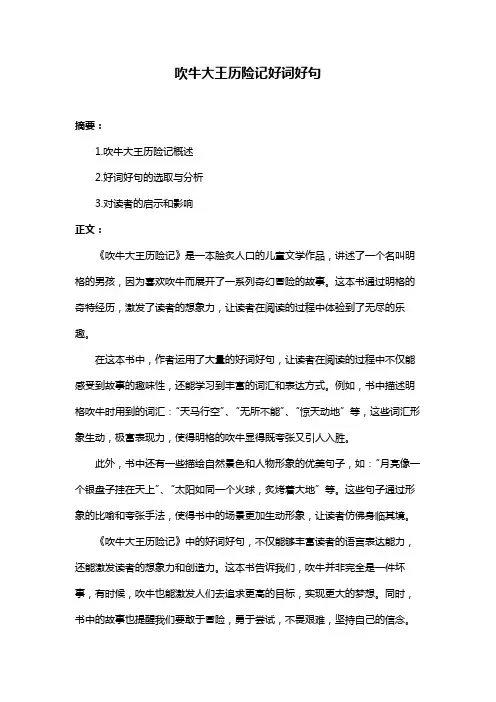 吹牛大王历险记好词好句
