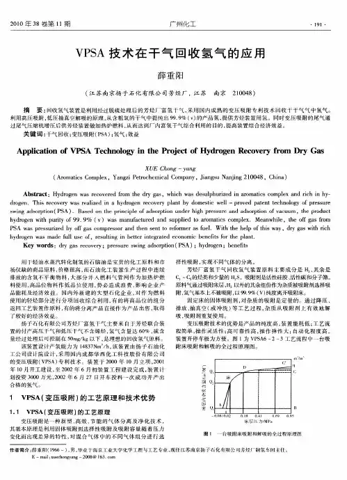 VPSA技术在干气回收氢气的应用