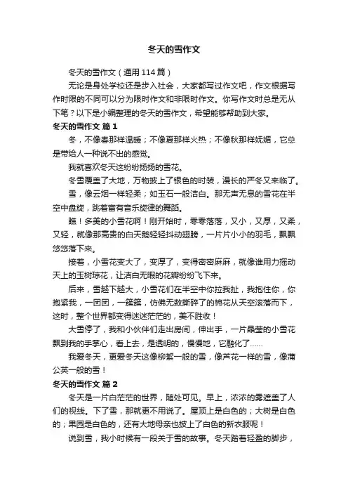 冬天的雪作文