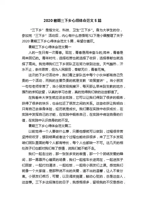 2020暑期三下乡心得体会范文5篇