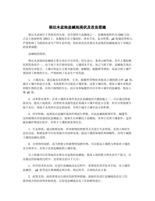 柴达木盆地盐碱地现状及改良措施