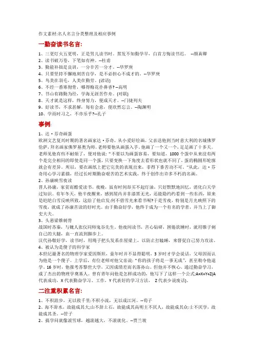 名人名言分类整理及相应事例