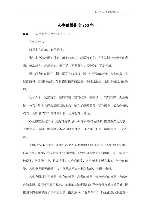 人生感悟作文700字