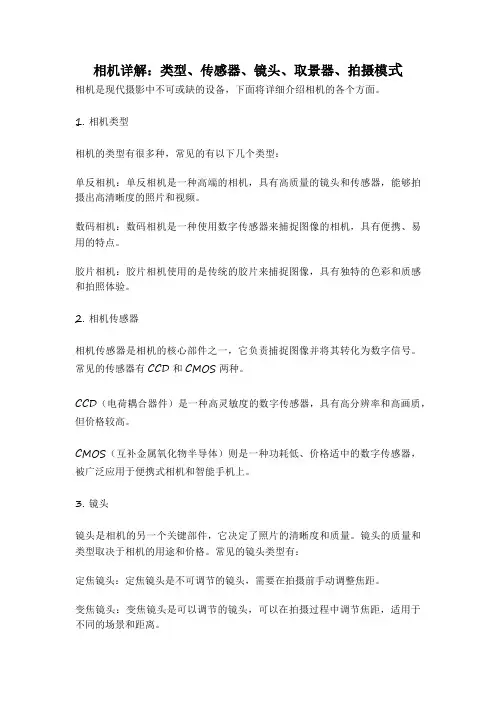 相机详解：类型、传感器、镜头、取景器、拍摄模式