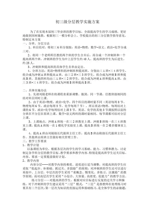 初三级分层教学实施方案1