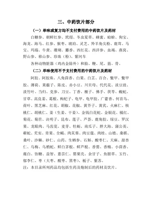 广东省基本医疗保险、工伤保险和生育保险药品目录(2010年版)-中药饮片