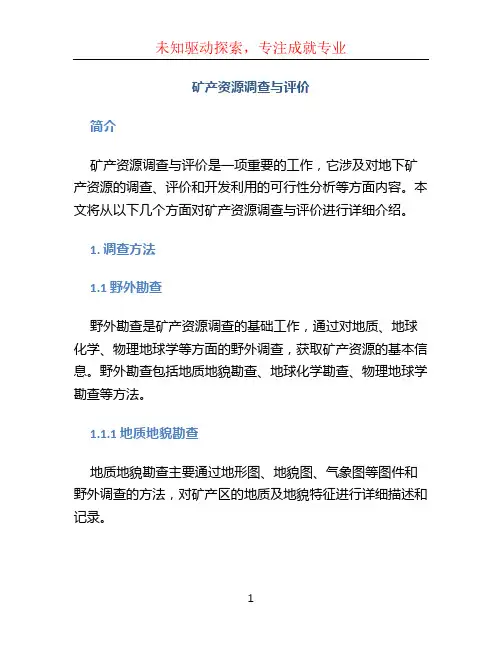 矿产资源调查与评价