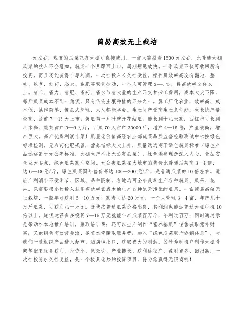 简易高效无土栽培