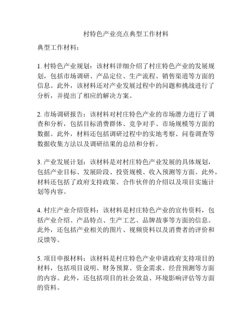 村特色产业亮点典型工作材料