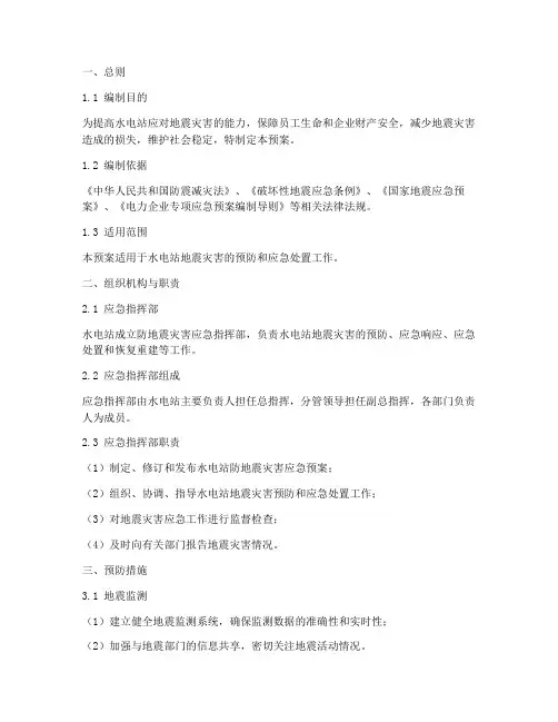 水电站防地震灾害应急预案