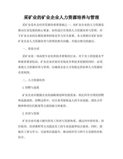 采矿业的矿业企业人力资源培养与管理