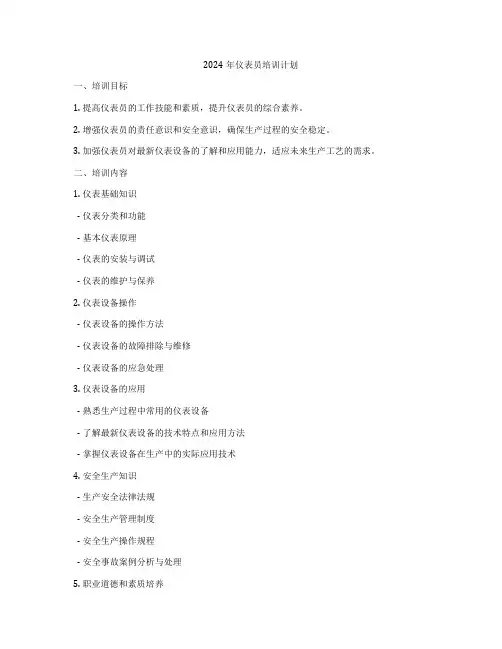 2024年仪表员培训计划