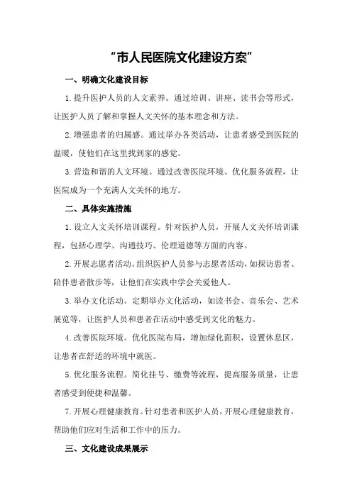市人民医院文化建设方案