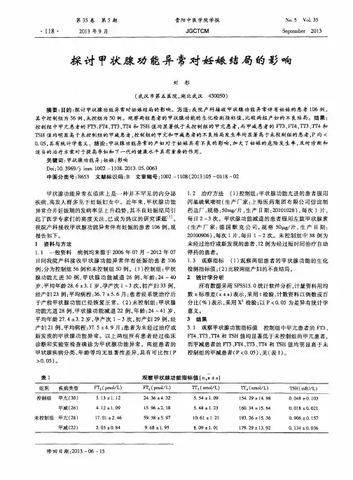 探讨甲状腺功能异常对妊娠结局的影响