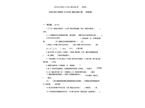 北师大版小学数学《小升初》模拟试卷六套(附答案)