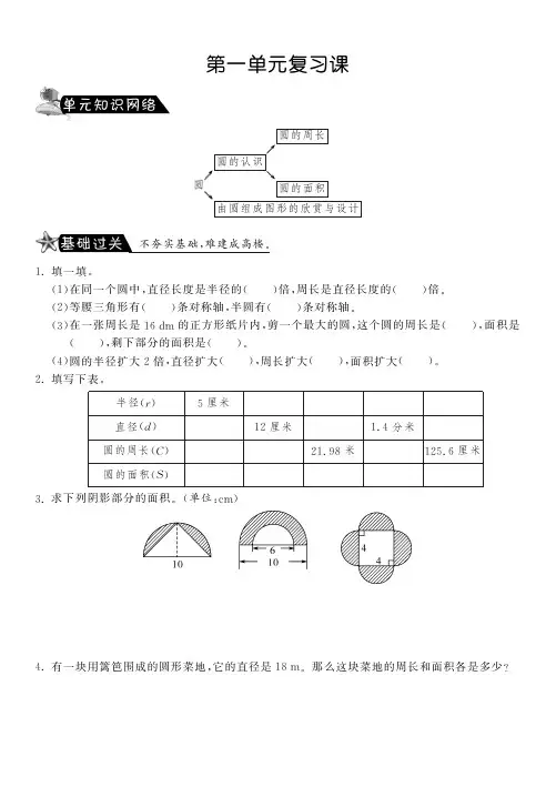 数学北师大版六年级上册复习课-课课练完整版