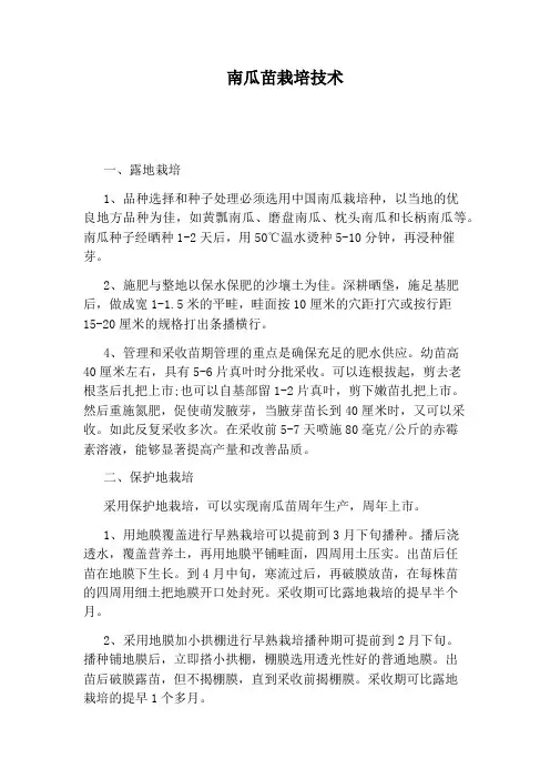南瓜苗栽培技术