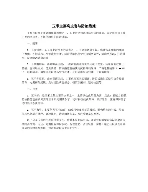 玉米主要病虫害与防治措施