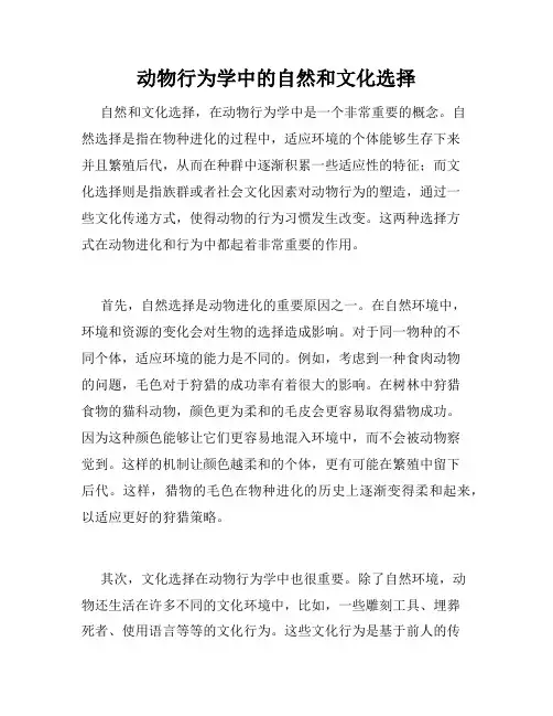 动物行为学中的自然和文化选择