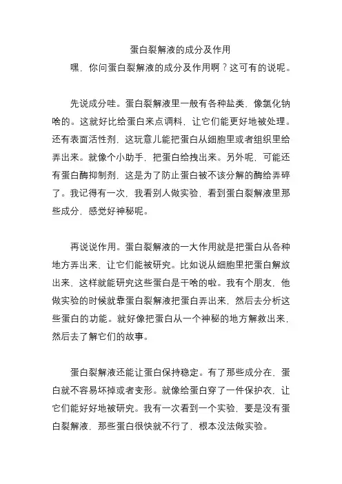 蛋白裂解液的成分及作用