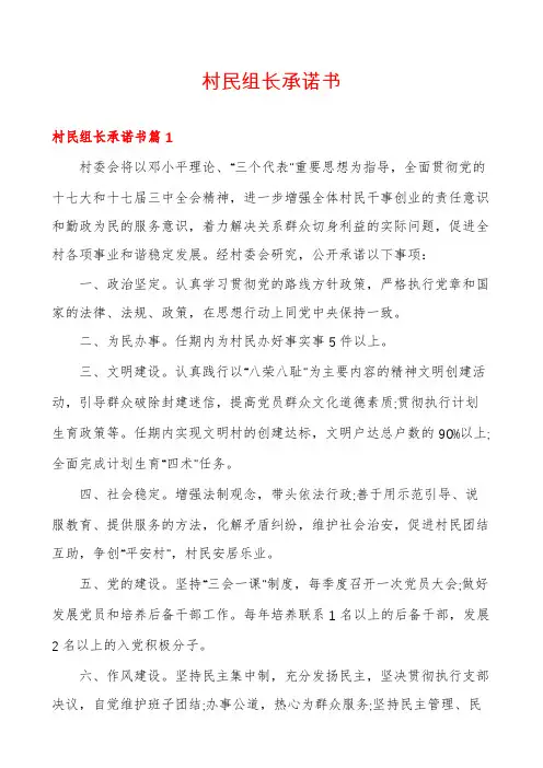 村民组长承诺书