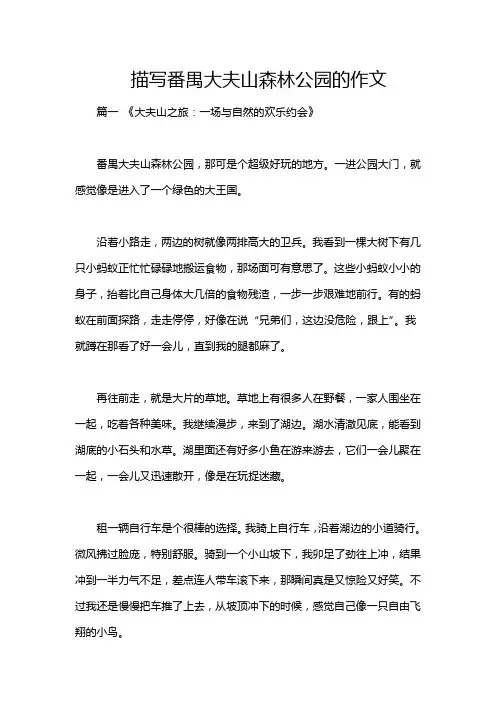描写番禺大夫山森林公园的作文