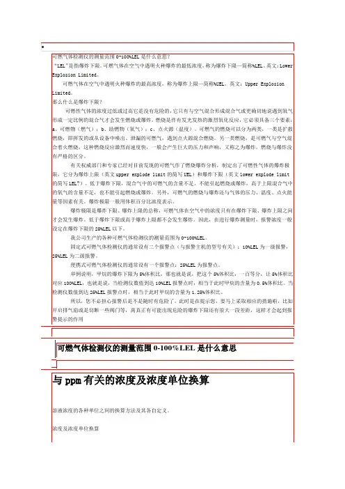 可燃气体检测仪LEL的含义
