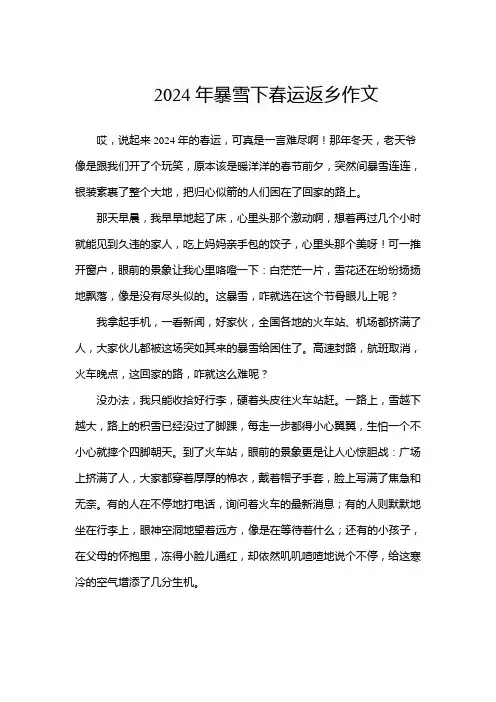 2024年暴雪下春运返乡作文