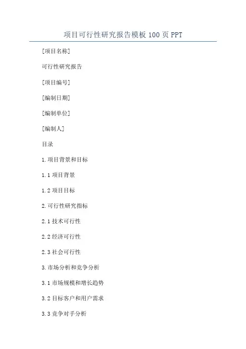 项目可行性研究报告模板100页PPT