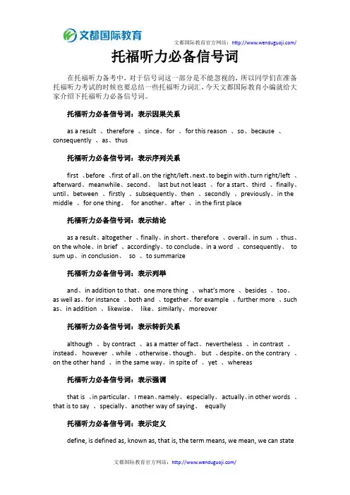 托福听力必备信号词