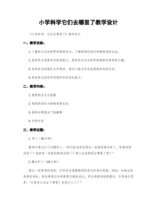 小学科学它们去哪里了教学设计