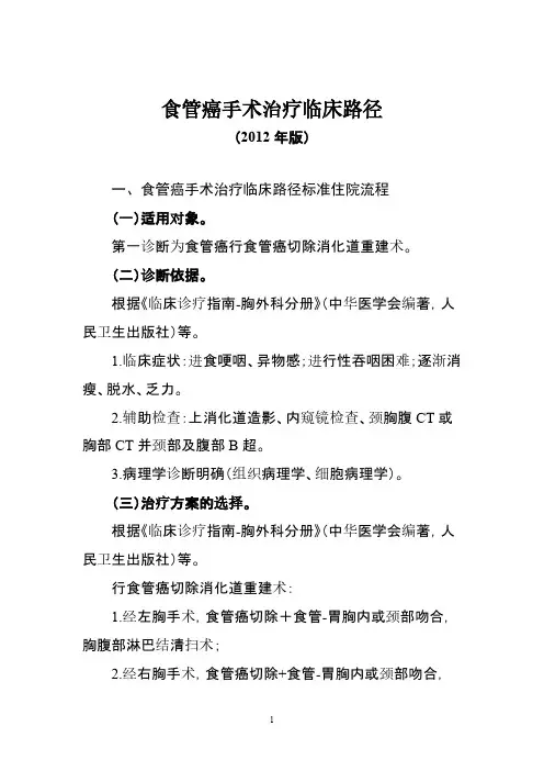 【VIP专享】食管癌临床路径
