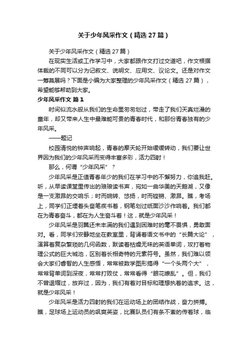 关于少年风采作文（精选27篇）