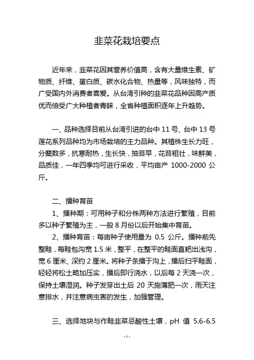 韭菜花栽培要点