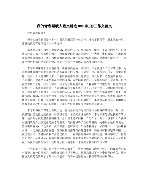 我的青春摆渡人范文精选800字_初三作文范文