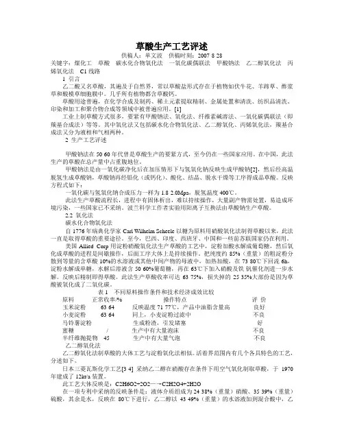 草酸生产工艺评述