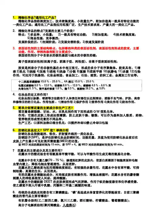 上海大学2019精细化学品复习知识点