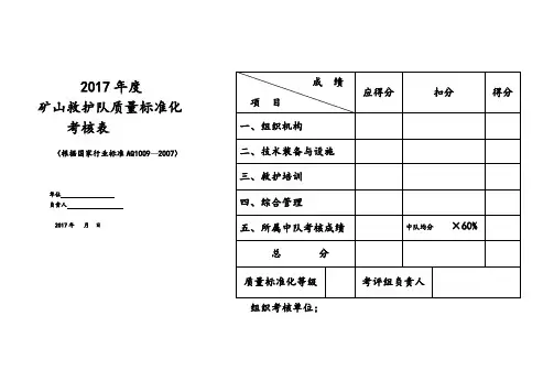 2017矿山救护队质量标准化考核表