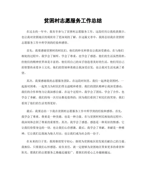 贫困村志愿服务工作总结