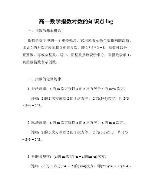 高一数学指数对数的知识点log