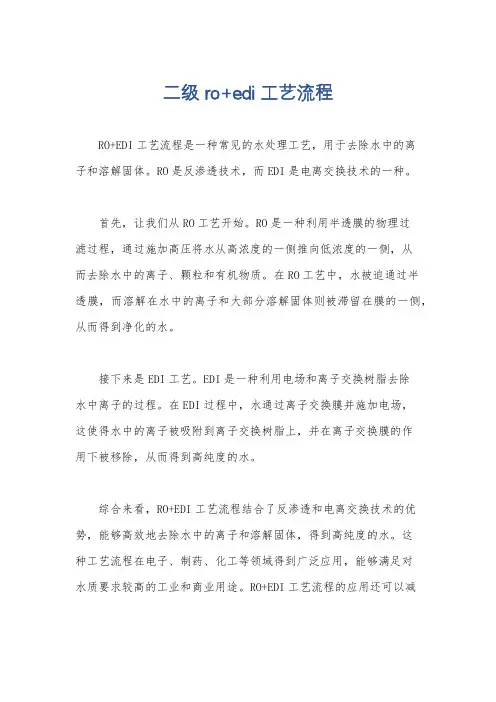 二级ro+edi工艺流程