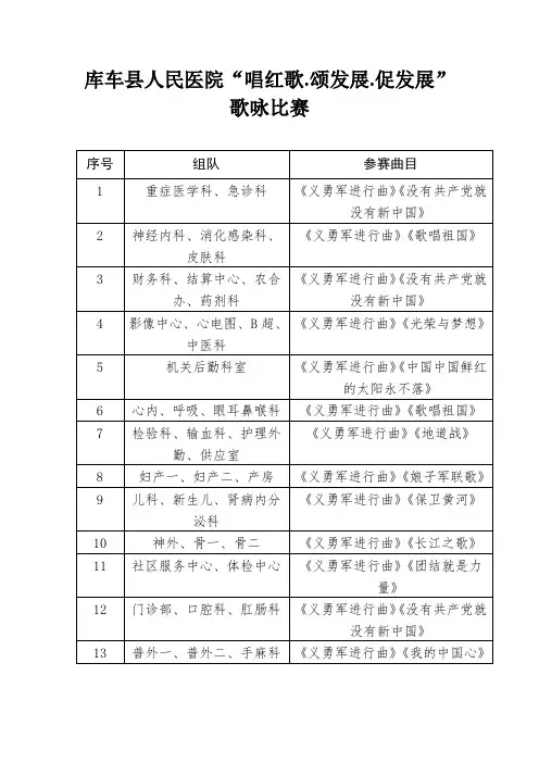 红歌比赛节目单