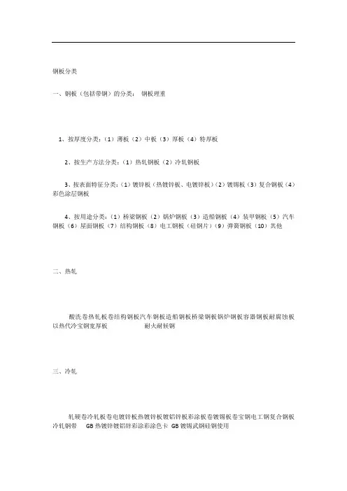 钢板分类