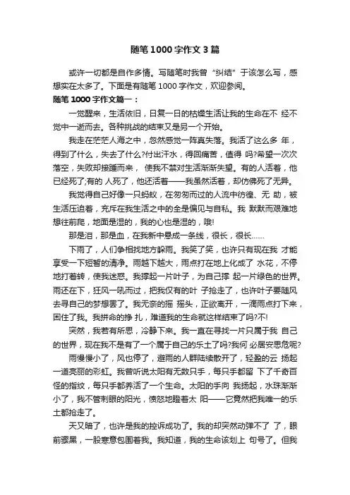 随笔1000字作文3篇