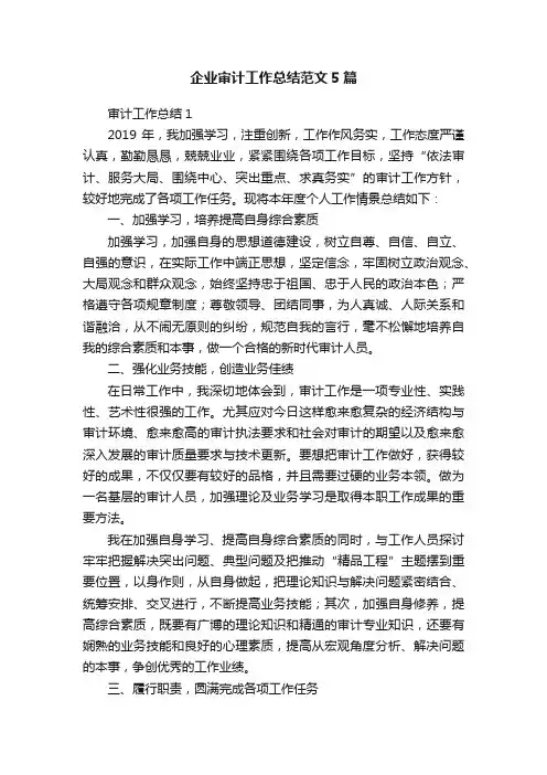 企业审计工作总结范文5篇