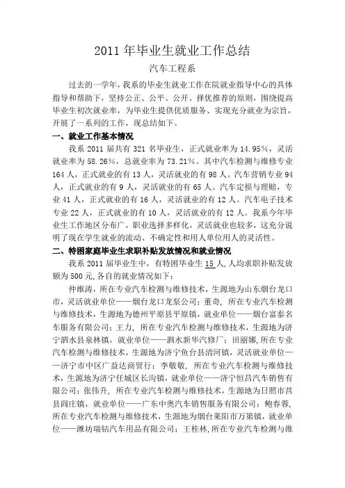 2011年毕业生就业工作总结