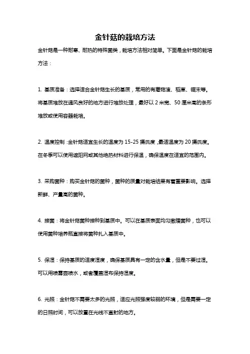 金针菇的栽培方法